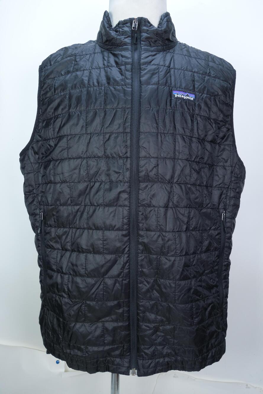 Patagonia Vest Mens XL Black Quilted Primaloft Full Zip Outdoor Insulated
